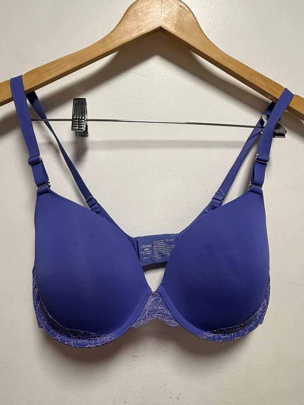Soma Violet Lace-Trim T-Shirt Bra 36D